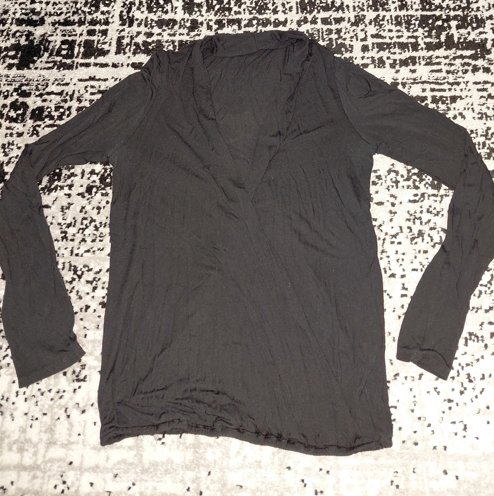 EUC Lanston Black Surplice Drape Top - Size Small! - Picture 6 of 12